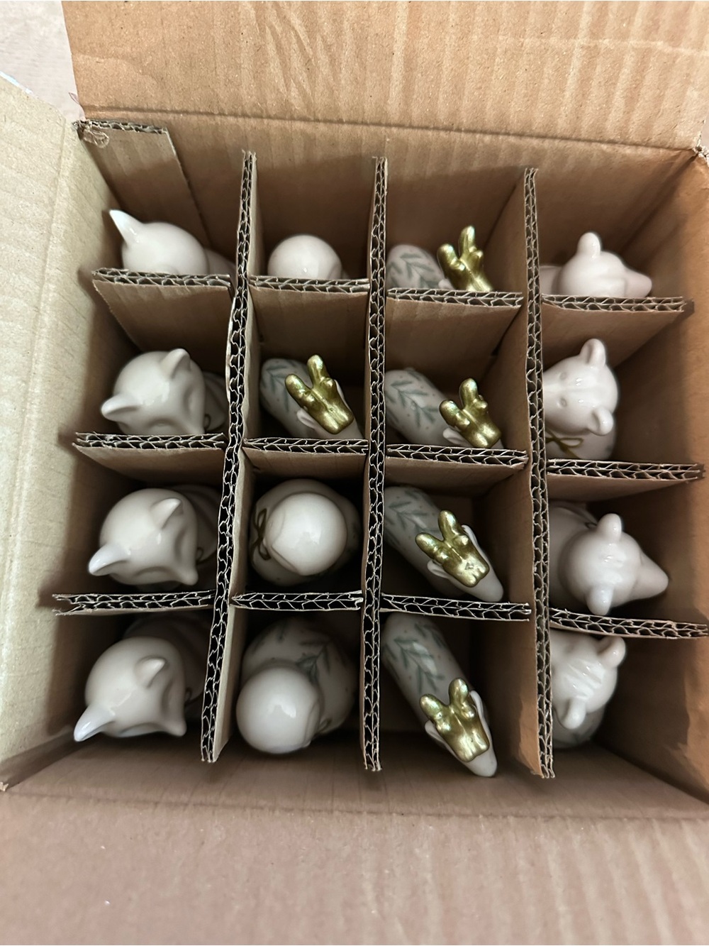 Ceramic Decorative Animal Figurine Set in White and Gold - Home Accents